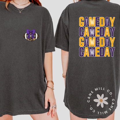 Purple + Gold Game Day - Front/Back Adult Tee