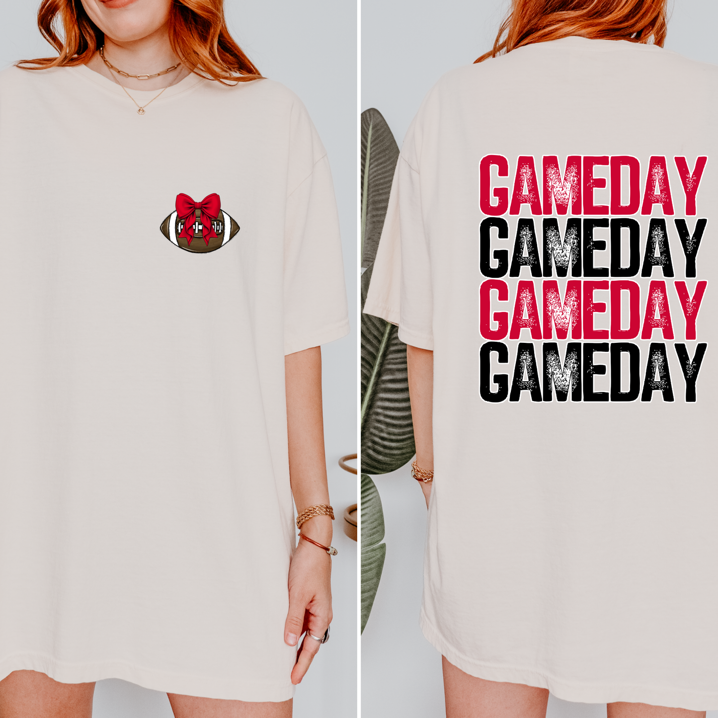 Red + Black Game Day - Front/Back Adult Tee